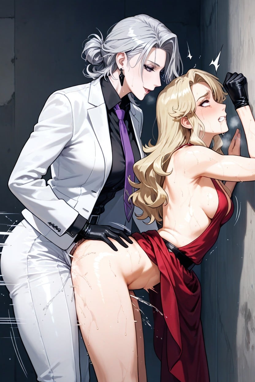 Female Giver, Futa Wear Backless Black Leather Gloves, Beautiful Details Hentai AI Porn