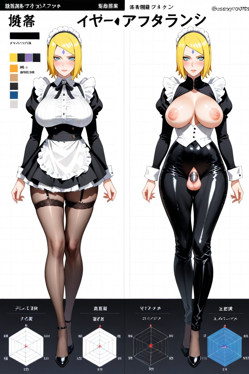 Text, Blue Eyes, Multiple Expressions Hentai AI Porn