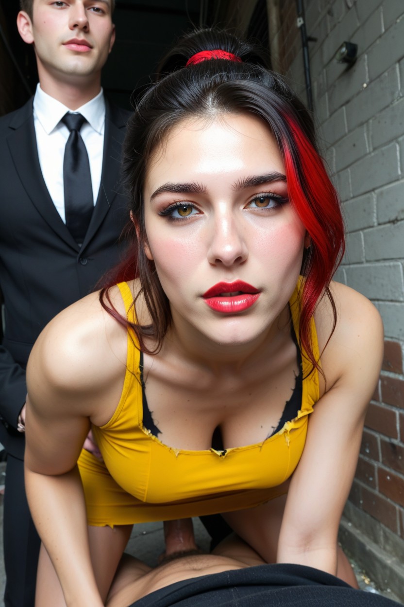 Close Up, Man In Black Anally Penetrating A Standing Woman, Couple Sex AI Porn