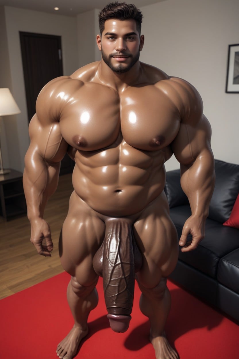 Hyper Thick Cock, Pale Skin, Dark Brown Cock Porno IA Gay