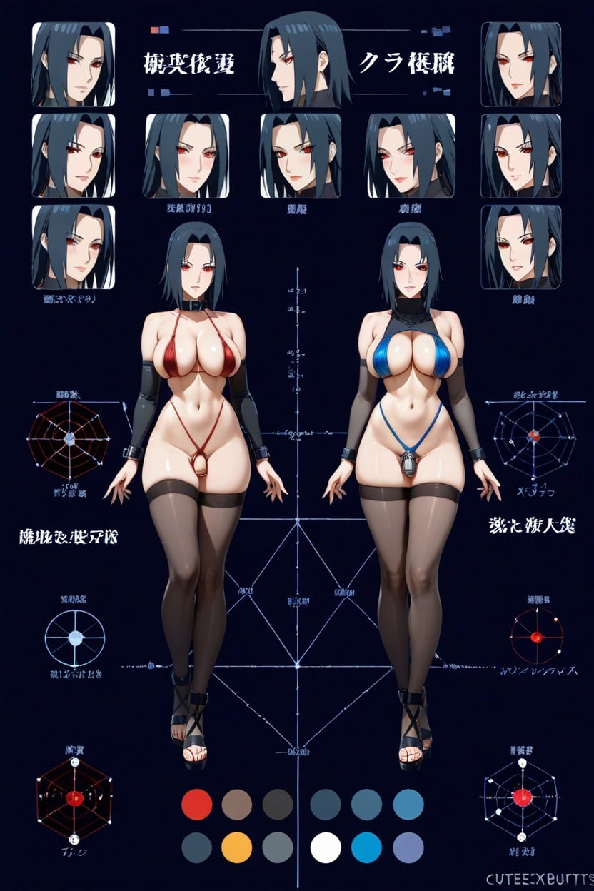 Large Breasts, Text, On The Left Naruko Uzumaki From Naruto Hentai AI Porn