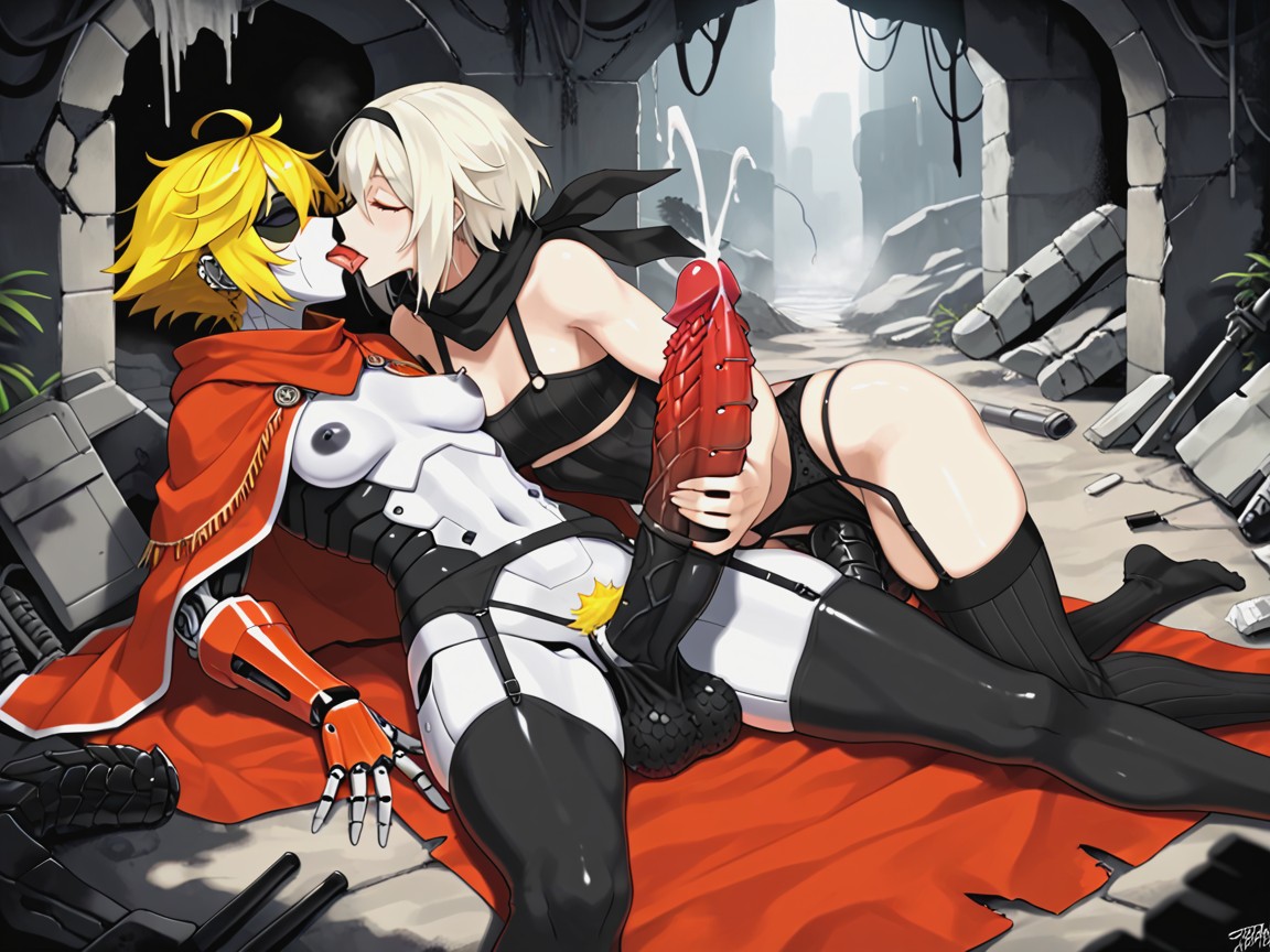 Piercings, Blonde Hair, Bandanna Hentai AI Porn