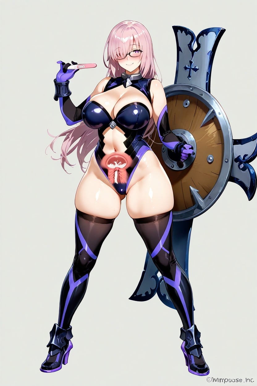 Long Lavender-pink Hair Cascading In Silky Waves, Tattoo On Her Uterus, Wedding Dress Hentai AI Porn