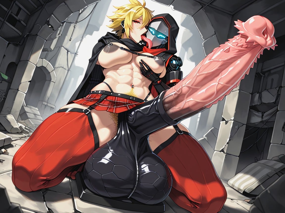 Cloak, Studded Penis, Scales On Arms Hentai AI Porn