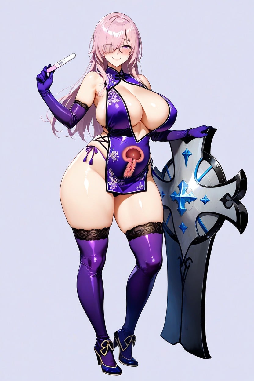 Chinese Hanfu, Purple Thong, Purple Stockings Hentai AI Porn