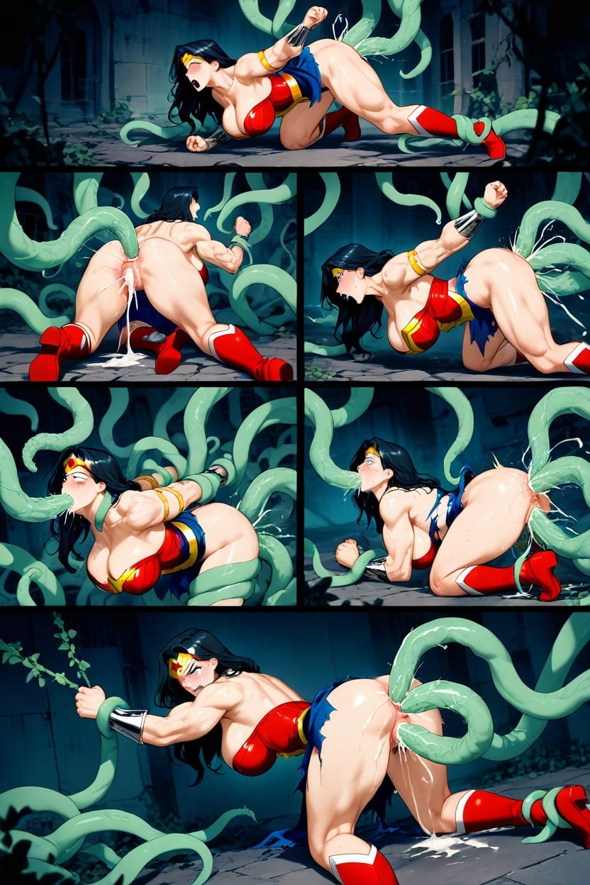 Half Naked, Breeding, Gigantic Green Tentacles Hentai AI Porn