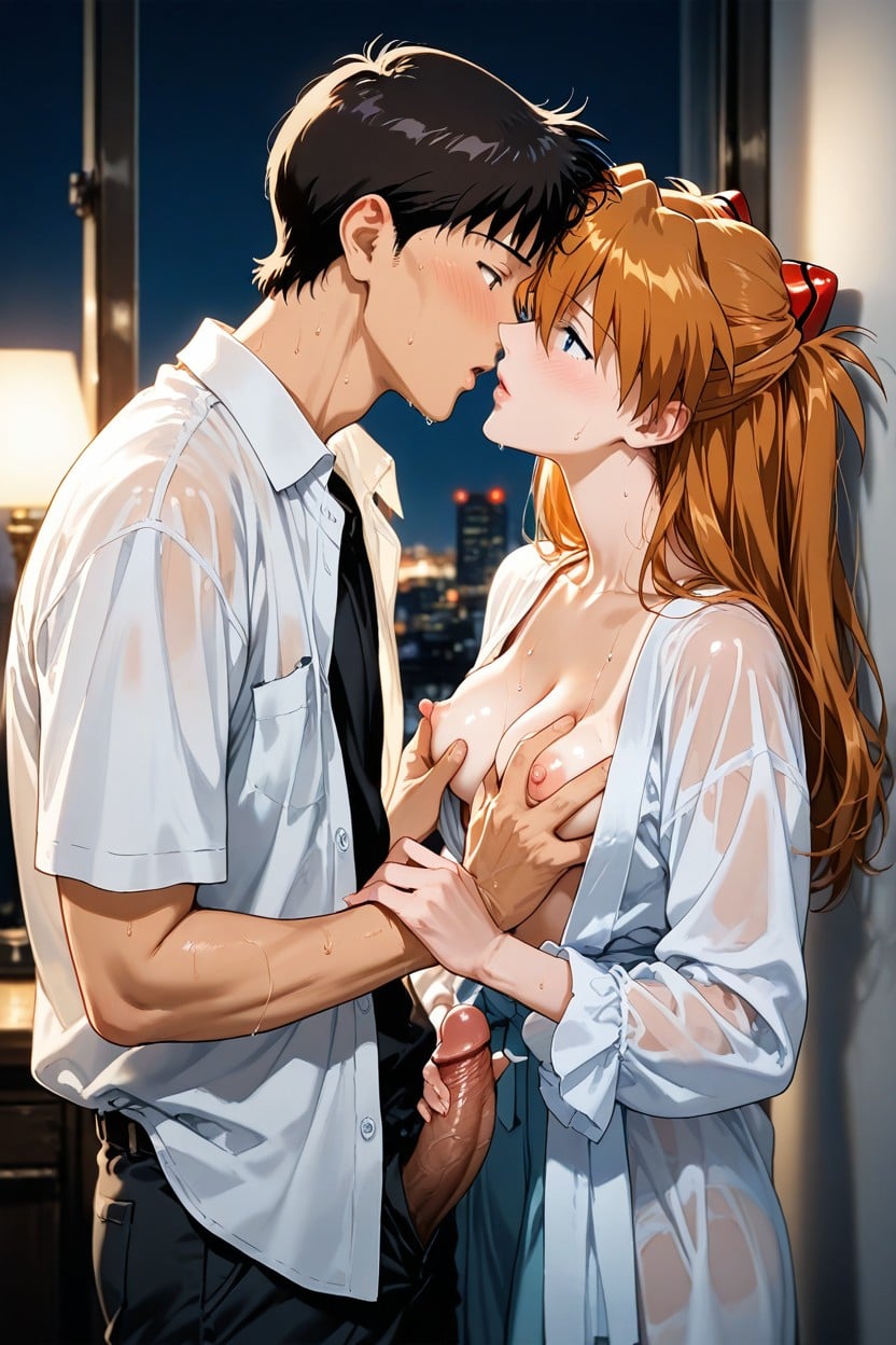 Pale Nipples, Mouthes Pursed, Messy Hair AI Porn