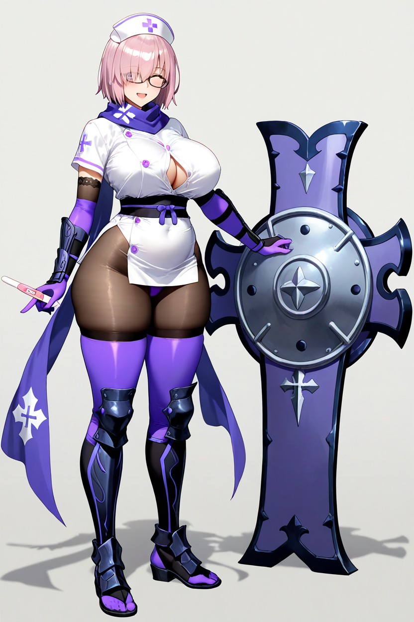 Deep Plunging Neckline, Voluptuose Figure, Glasses Hentai AI Porn