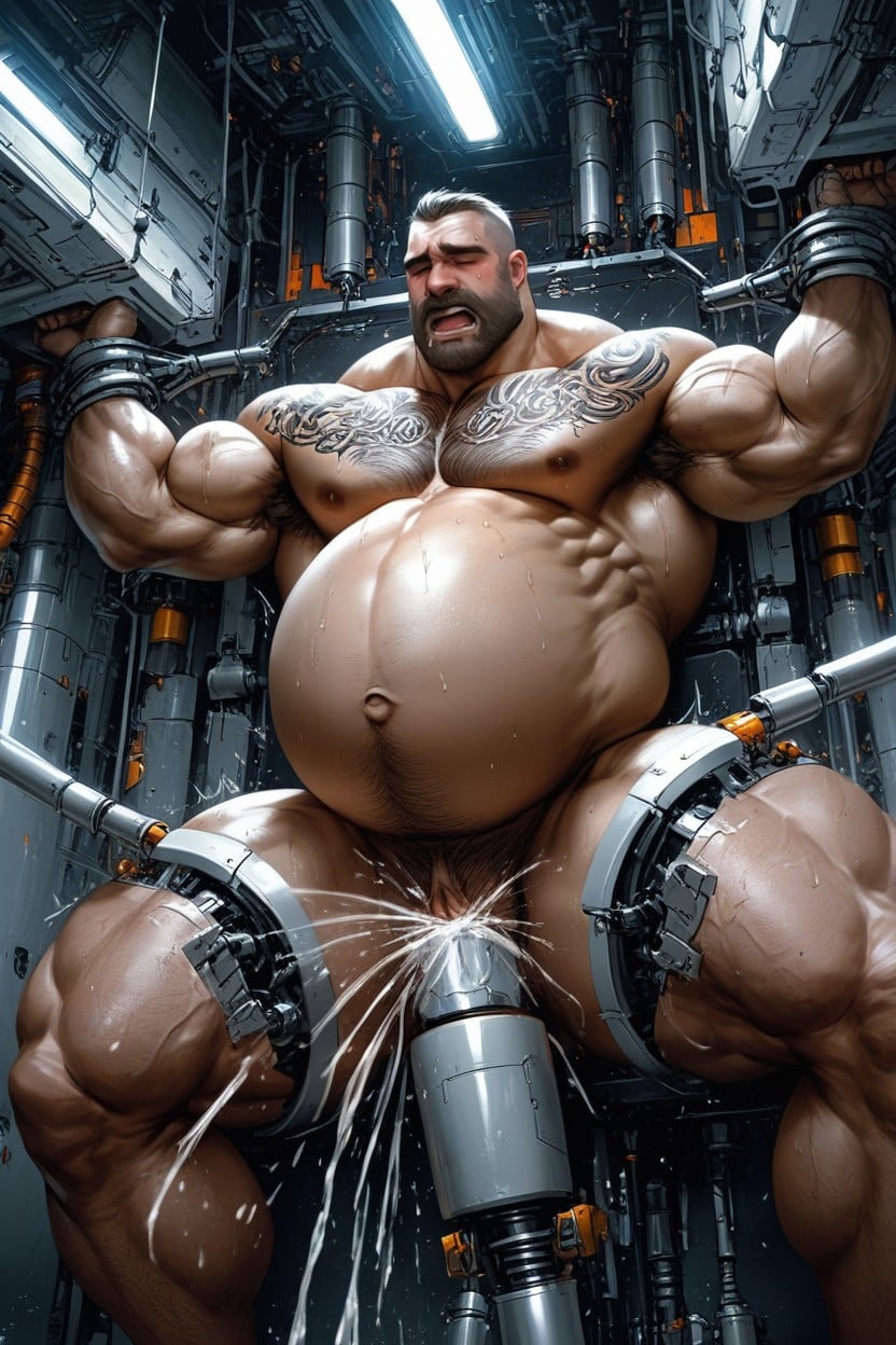 Naked, Restrained Inside Sci Fi Sex Machine, Gruesa Porno gay IA