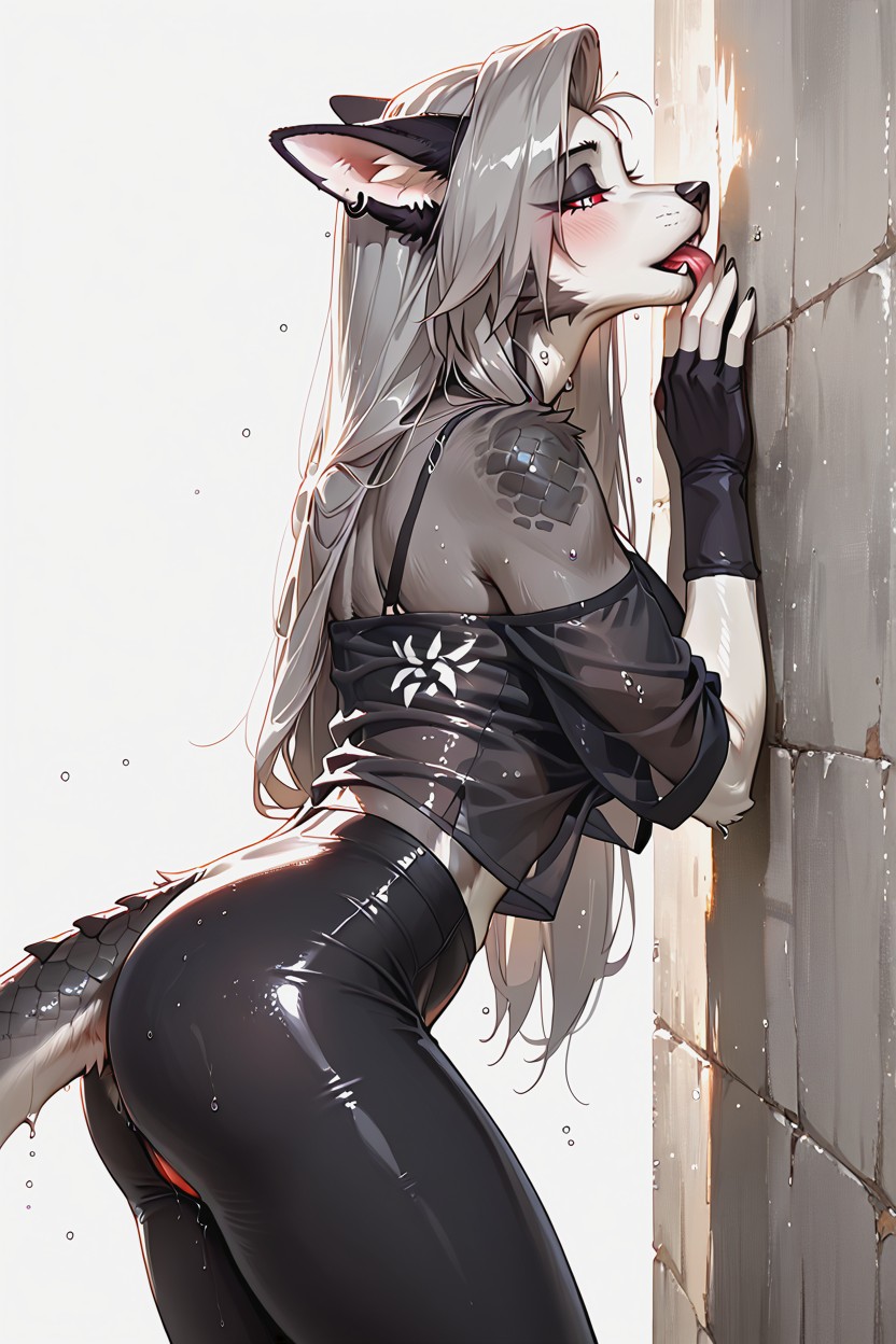 Thick Thigh Gap, Natural Pose, Embroidered Pattern Furry AI Porn