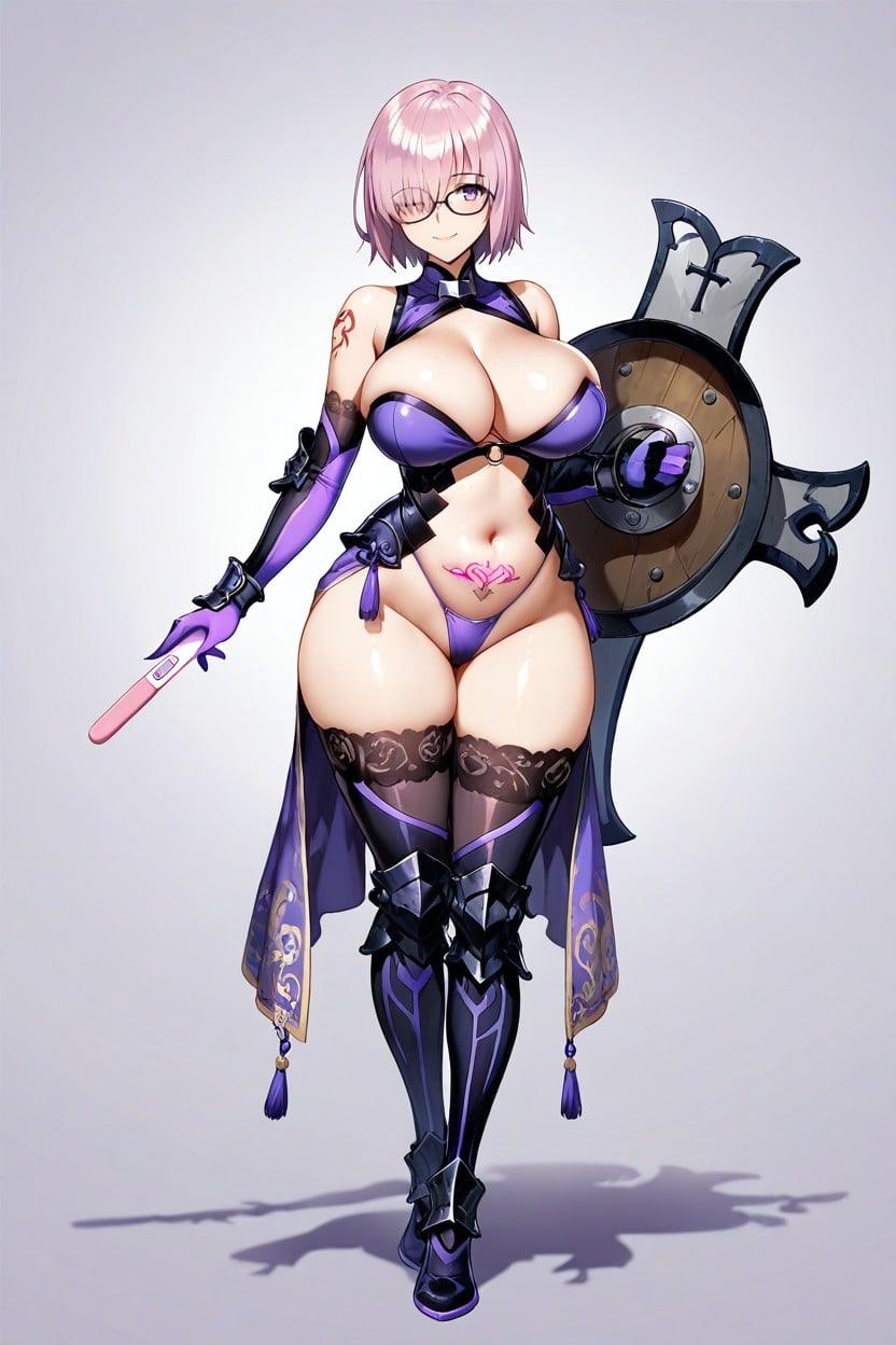 Purple Stockings, Purple Opera Gloves, Mash Kyrielight From Fate/grand Order Hentai AI Porn