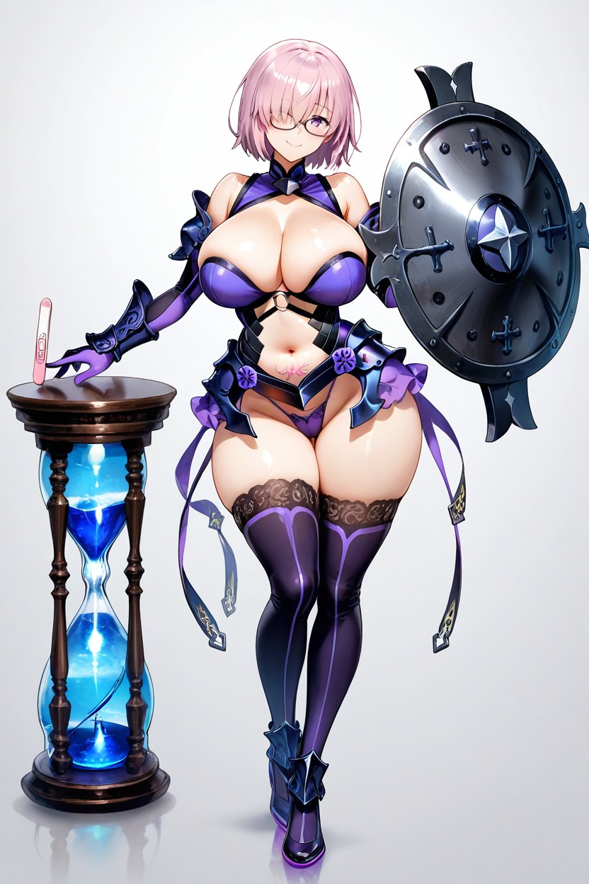 Purple Thong, Purple Opera Gloves, Semen Hair Hentai AI Porn