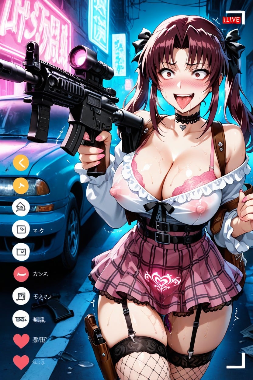 Tongue Out, Choker, Smile Hentai AI Porn