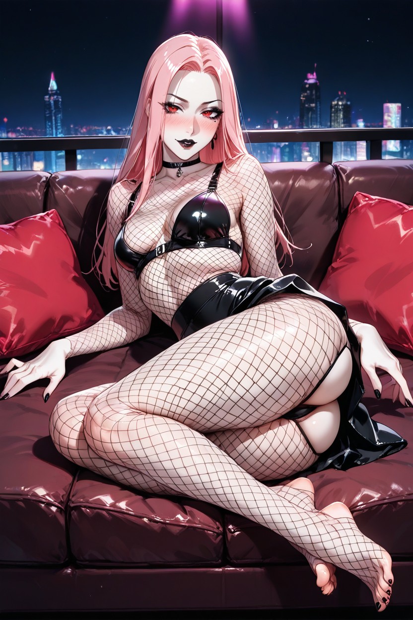Red Eyes, Black Top, Extremely Beautiful AI Porn