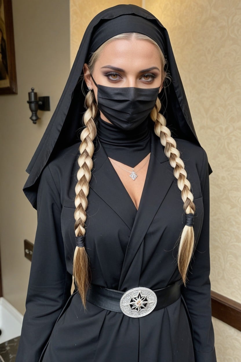 Arabian Keffiyeh With A Black Tactical Mask, Nuns, Leg Warmers AI Porn