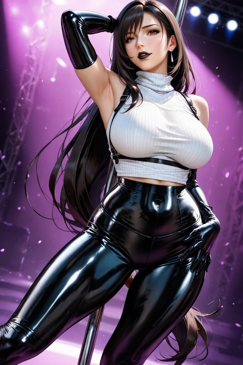 White Sweater, Model, Thighs Sleeveless Turtleneck Hentai AI Porn