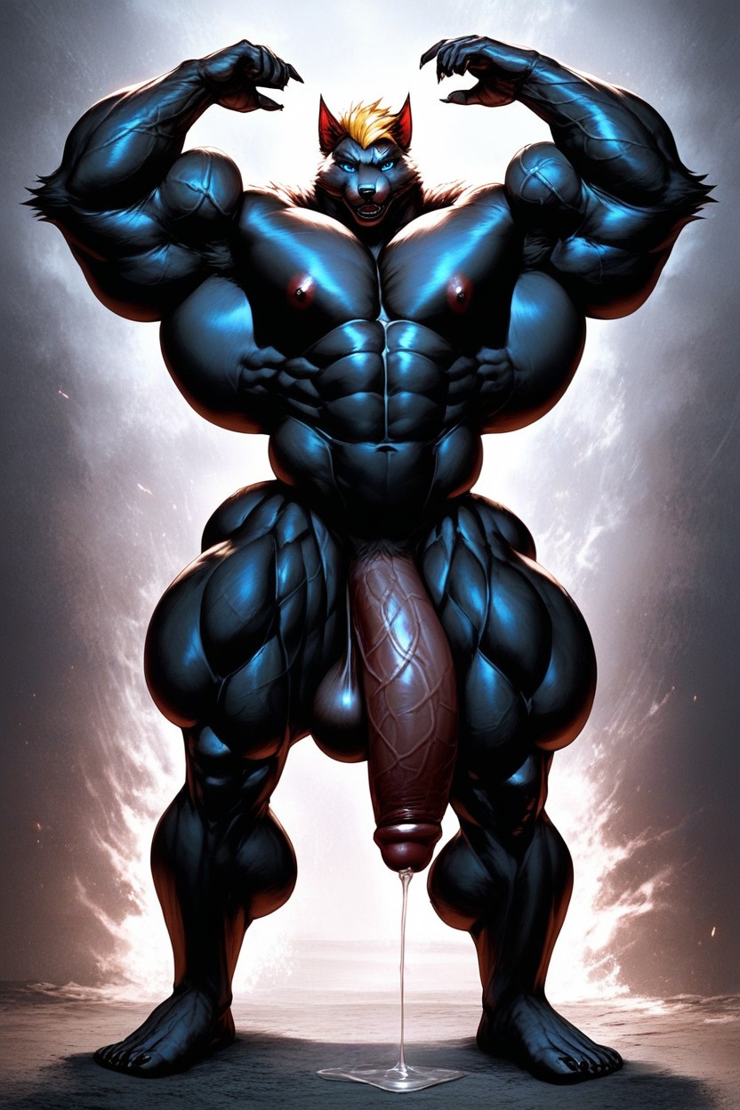 Hyper Gigantic Arms, Hyper Muscle Growth, Lipstick Furry AI Porn