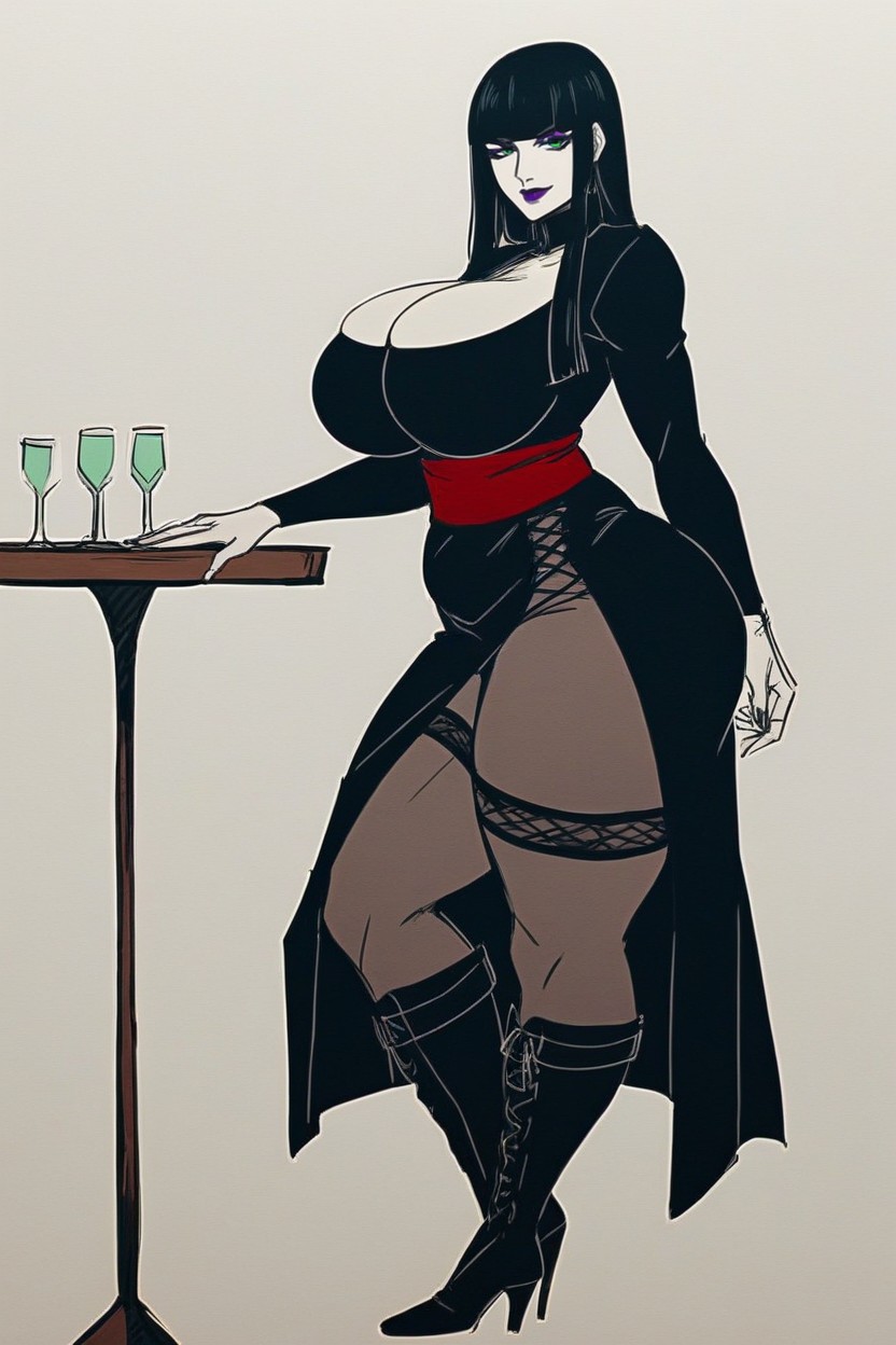 Blunt Bangs, 25+, High Skirt Hentai AI Porn
