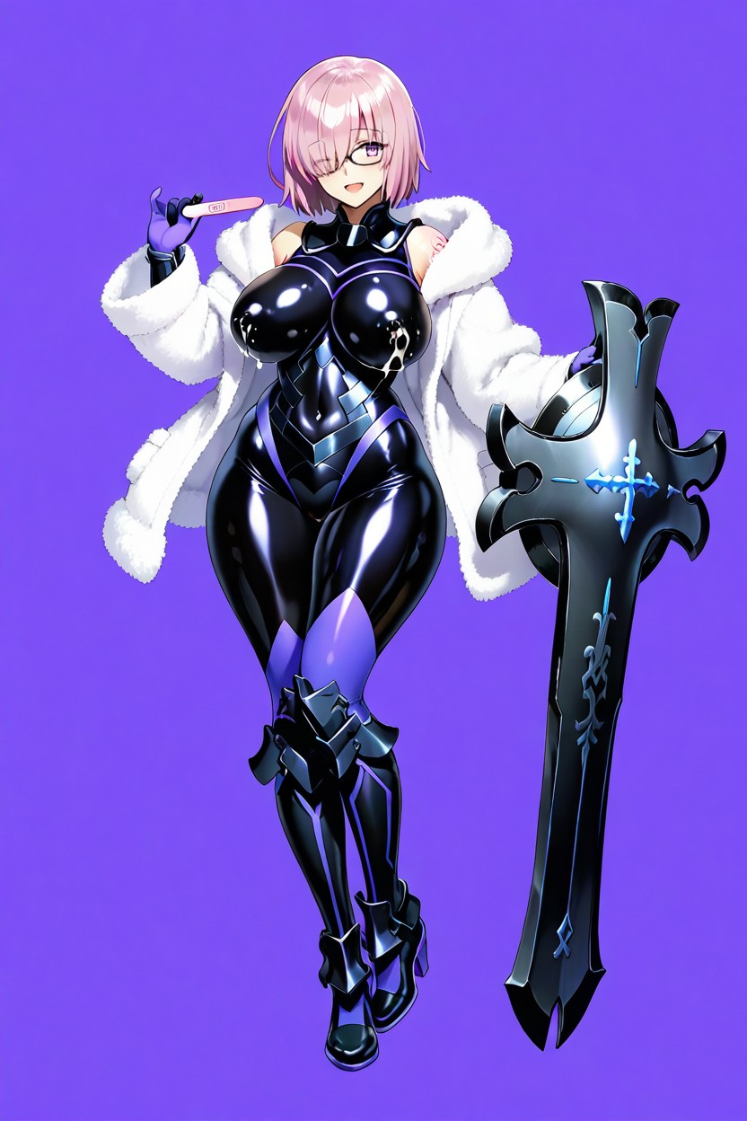 Lactancy, A Large Purple And Silver Cross-shaped Shield, Legs Open Hentai AI Porn