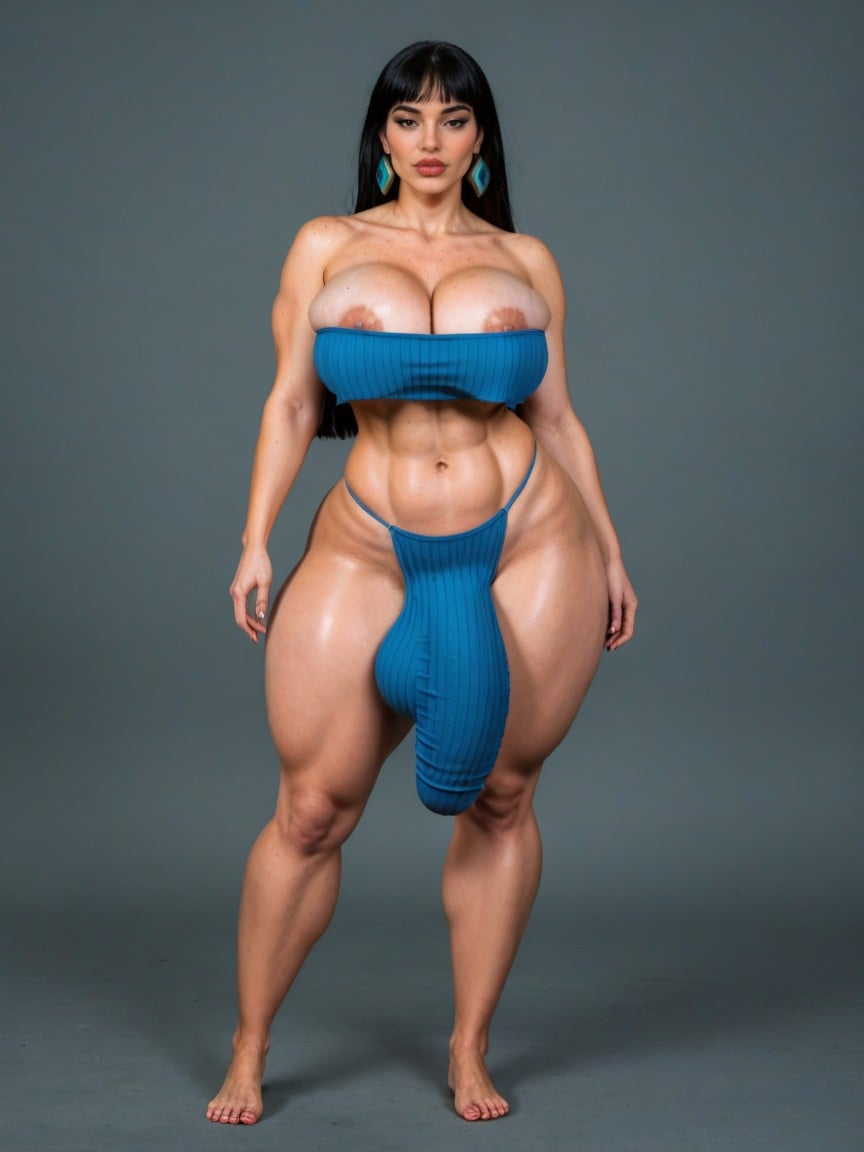 Thick Lips, Strapless Top, Overstretch Cock Bulge Shemale AI Porn