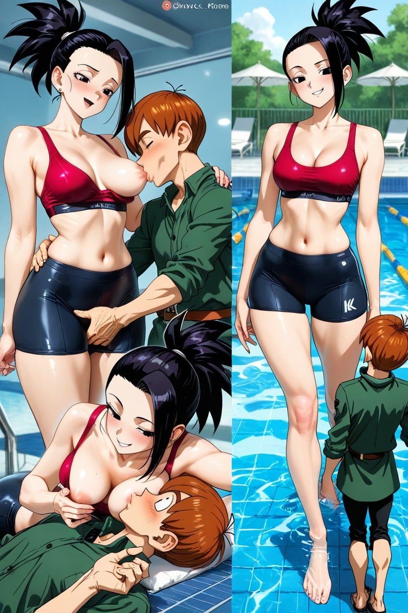 Sport Bra, Looking Down At Him, Swimming Pool Hentai AI Porn