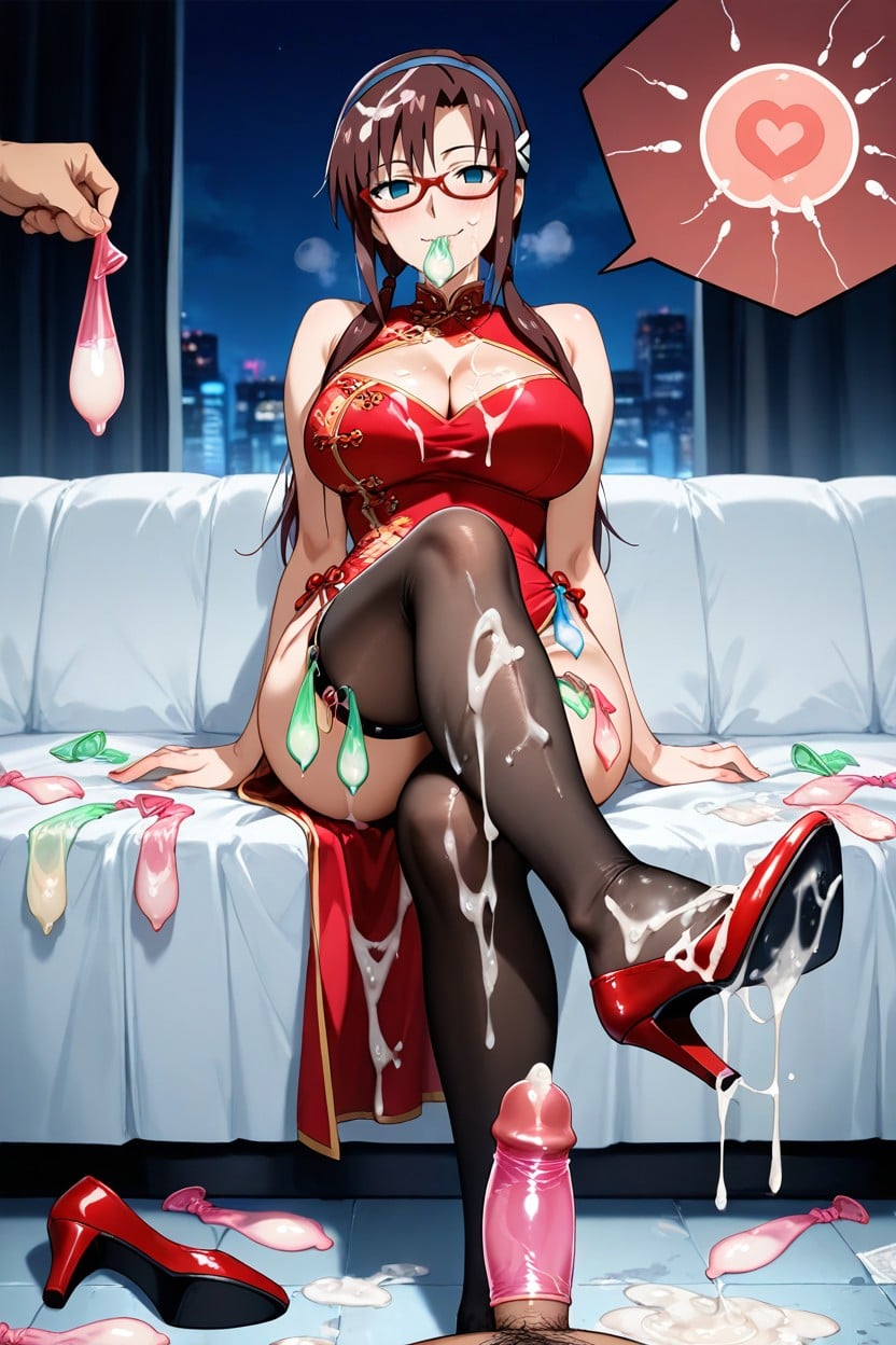 A Lot Ring Used Condom Thigh Circumference, Foot Stepping Into Semen Soaked High Heels, Legs Crossed Hentai AI Porn