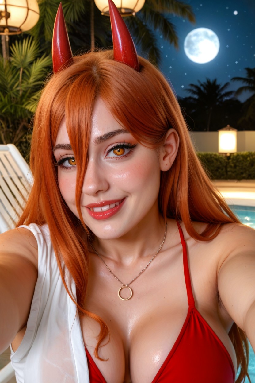 Cosplay, Moon Background, Horny Expression AI Porn