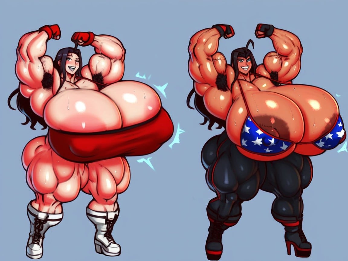 Gigic Abdominal Obliques, Smug Expression, Massive Thick Hips AI Porn