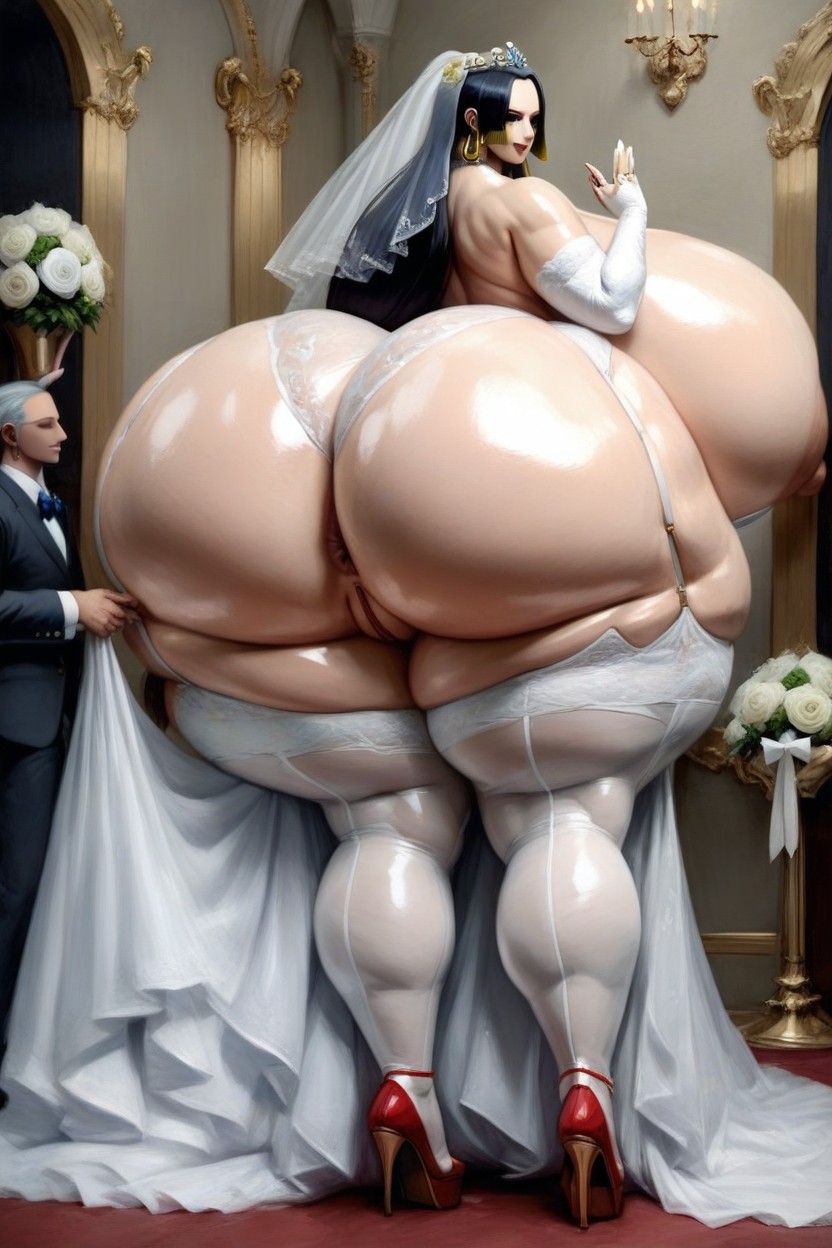 Wedding Gloves, Wedding Lingerie, Gigantic Booty AI Porn