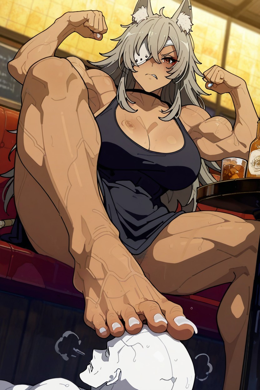 Very Muscular Body, Foot Fetish, Ghislaine And Disgusted Face Hentai AI Porn