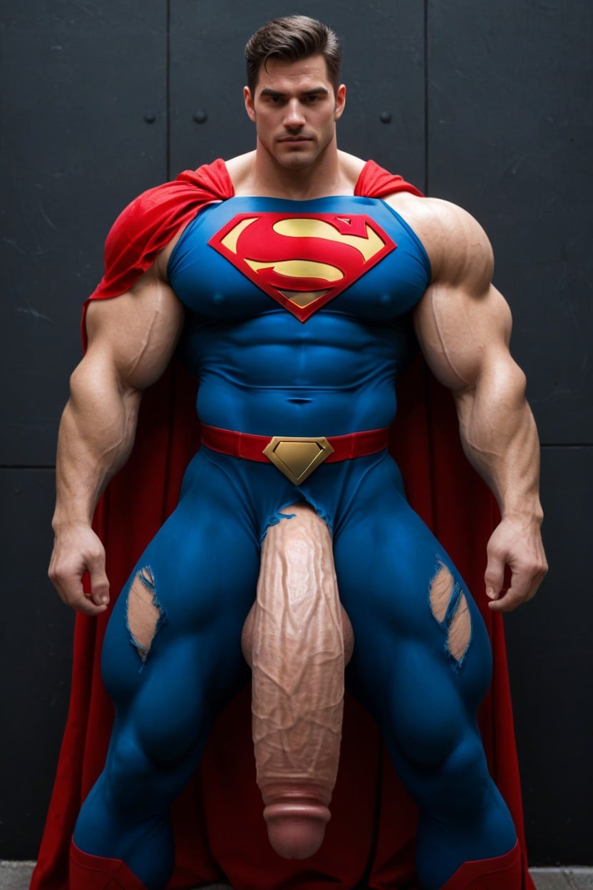 Red Cape, Petit Cul, Very Fit Muscle Man Ripping His Clothes Off Porno IA Gay