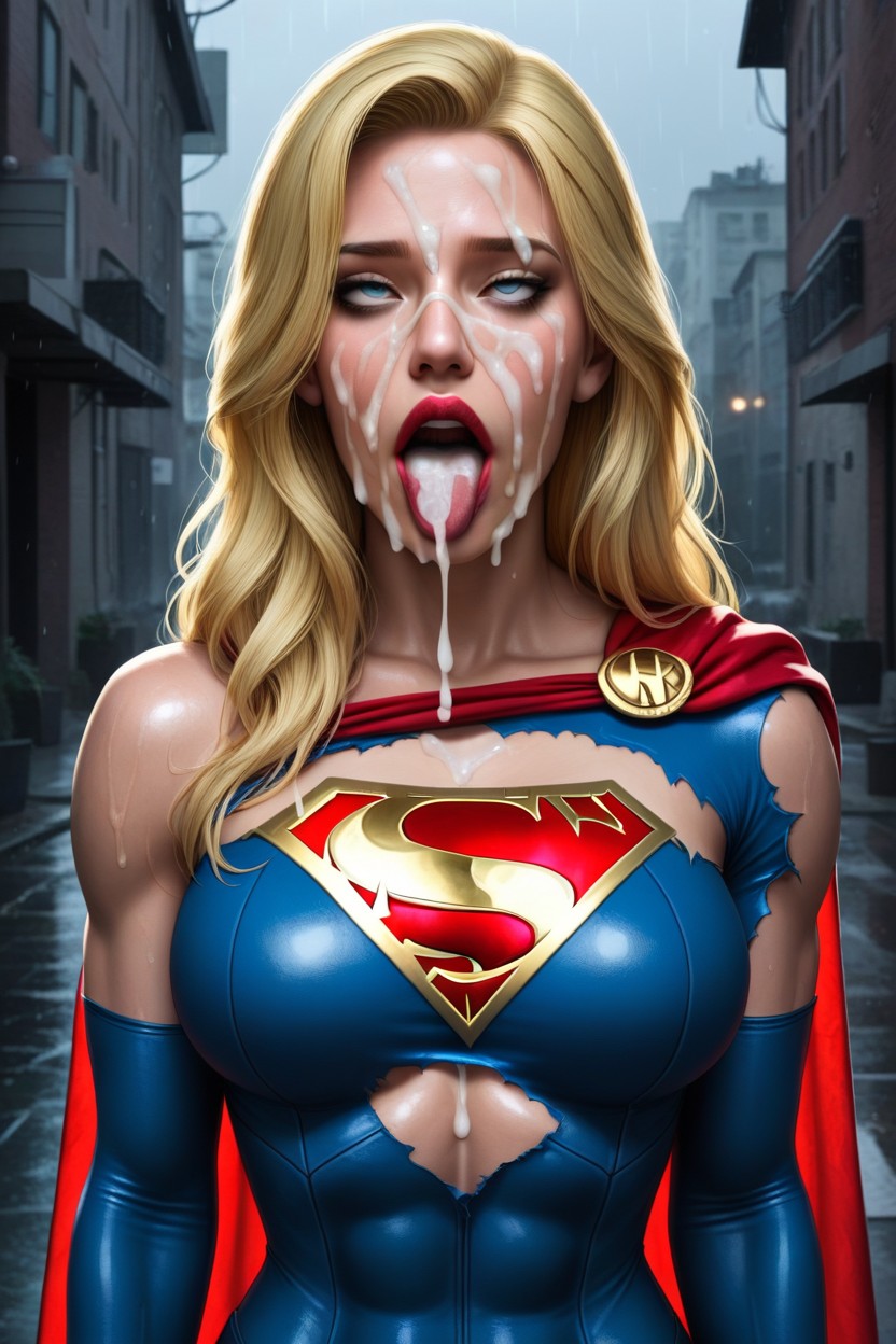 After Sex", Thick White Semen Covering Her Cheeks, Some Cum In Her Blonde Hair Hentai IA