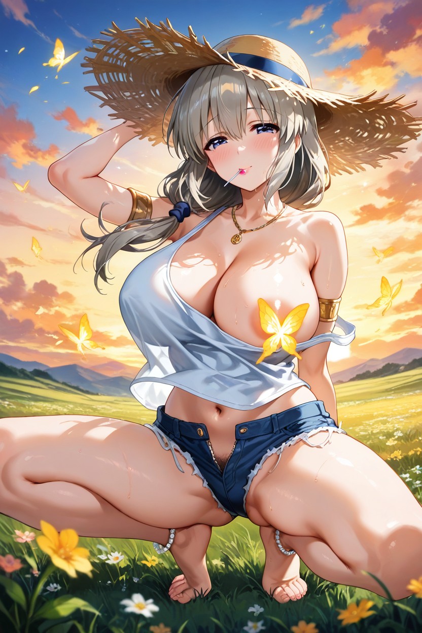 Oversized Loose Tank Top, Necklace, Ultra Detailed Hentai AI Porn