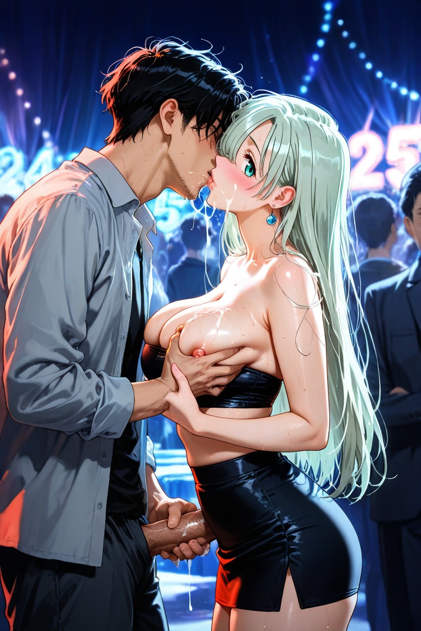 Cum In Air, Skinny, Presenting Her Breasts To Him AI Porn