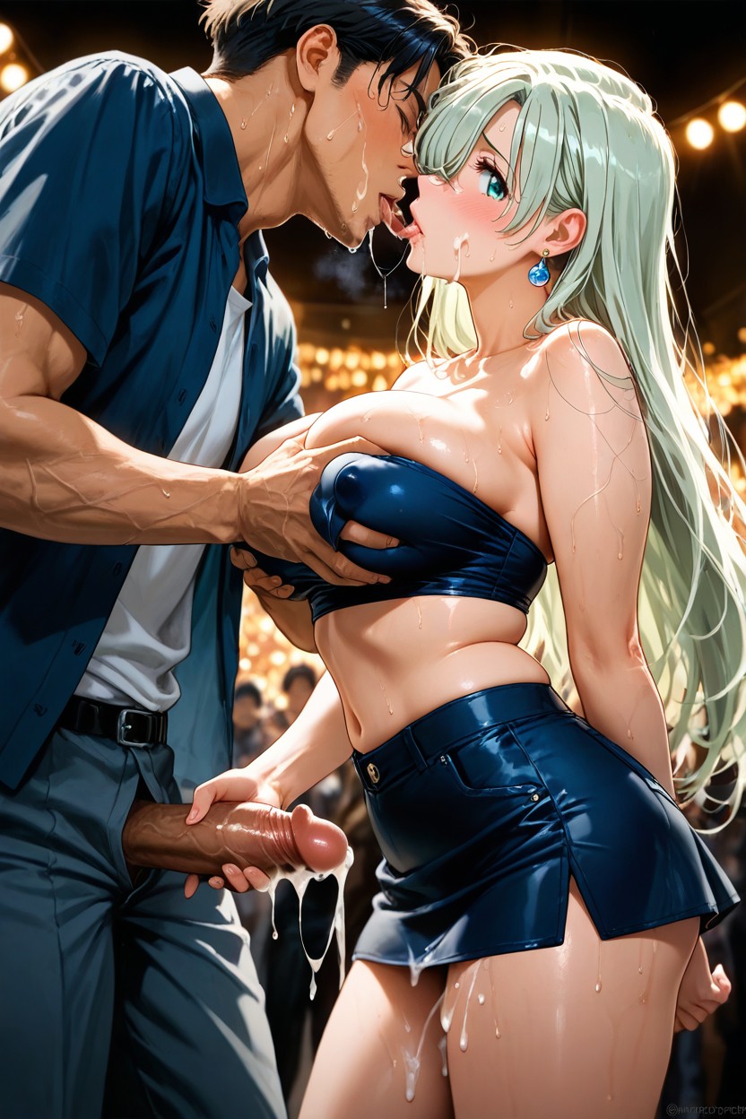 Skinny, Lifting Her Top, Touching Her Nipples AI Porn