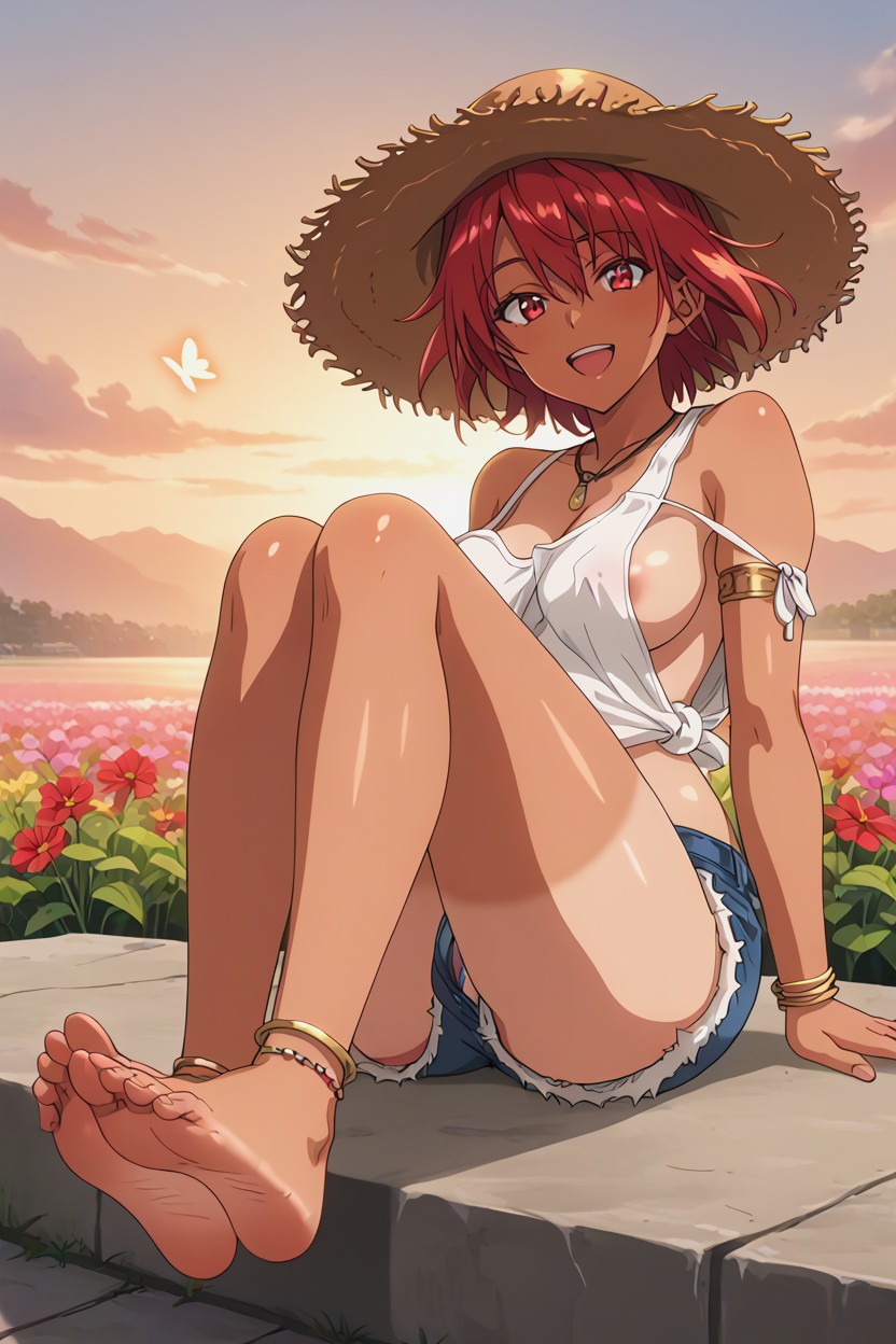 Armlets, Soles, Grassland On The Hill Hentai AI Porn