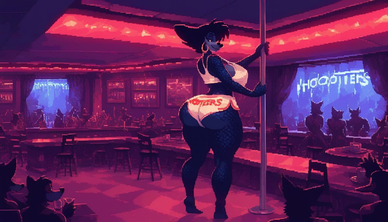 Neon, Dancing, Sideboob Furry AI Porn