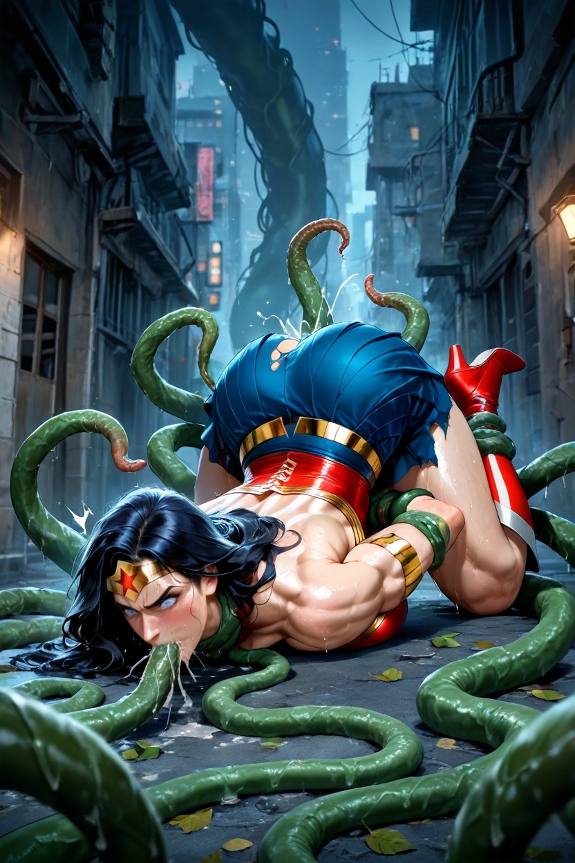 30+, Red Leather Bodice, Worried Expression Hentai AI Porn