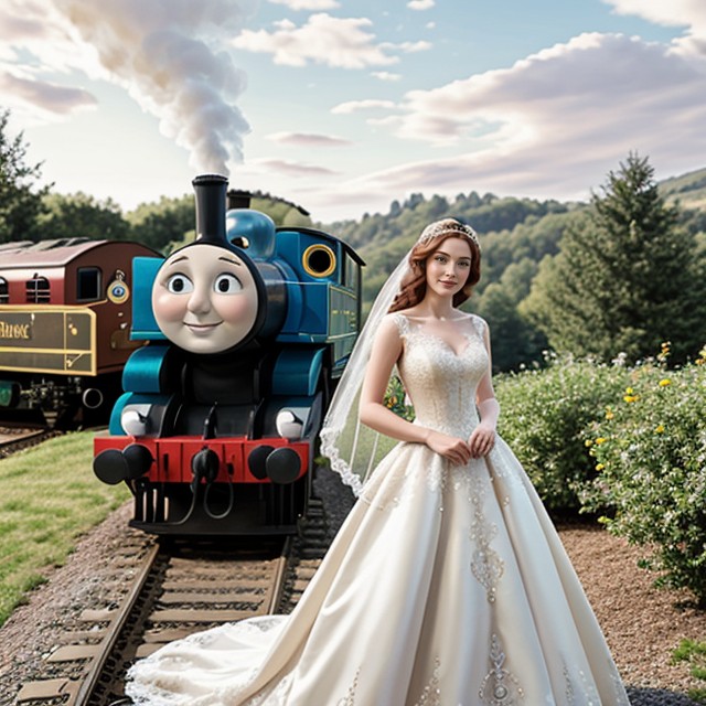 Comic About Wedding In Thomas & Friends, Thomas & Friends Comic Art Style, Highly Detailed AI Porn