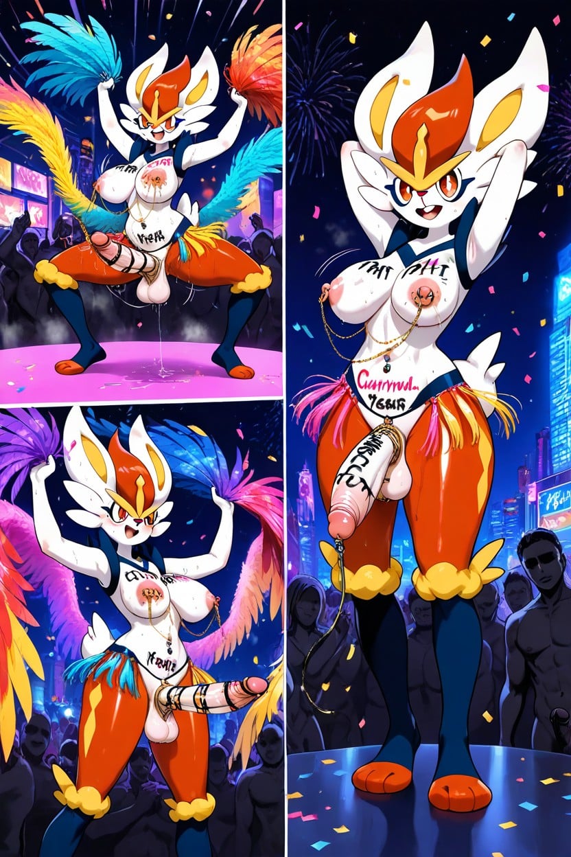 Bright Neon Feathers, Jiggling, Feathers On Head Hentai AI Porn