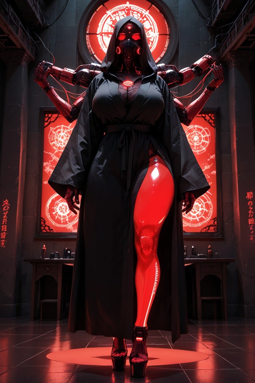 Streaching Arm Forward, 18+, Black And Red Atmosphere Hentai AI Porn