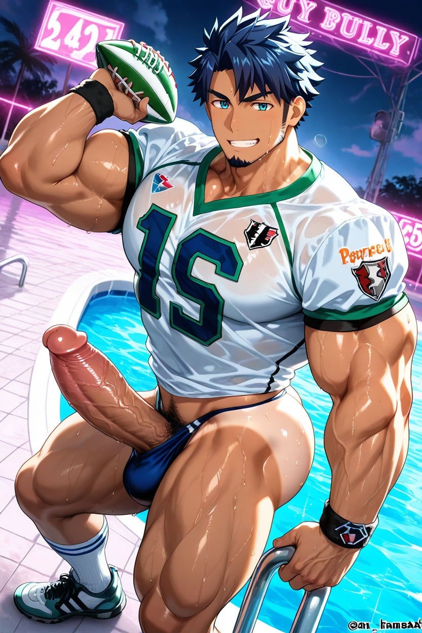 Sweaty, An American Football Player, Detailed Face Porno gay IA
