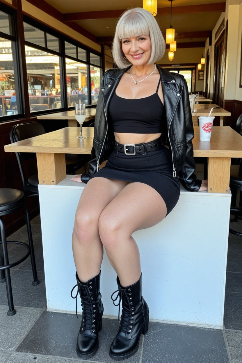 Black Combat Boots, Extremely Beautiful Face, Perfect Thighs AI Porn