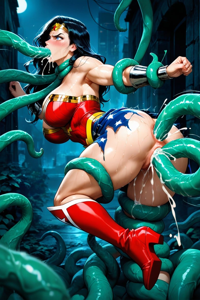Worried Expression, Rough Sex, Restrained By Tentacles Hentai AI Porn
