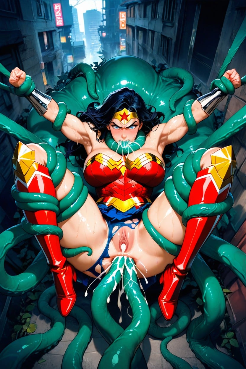 Stretched Anus, Restrained, Multiple Tentacles Holding Her Down Hentai AI Porn