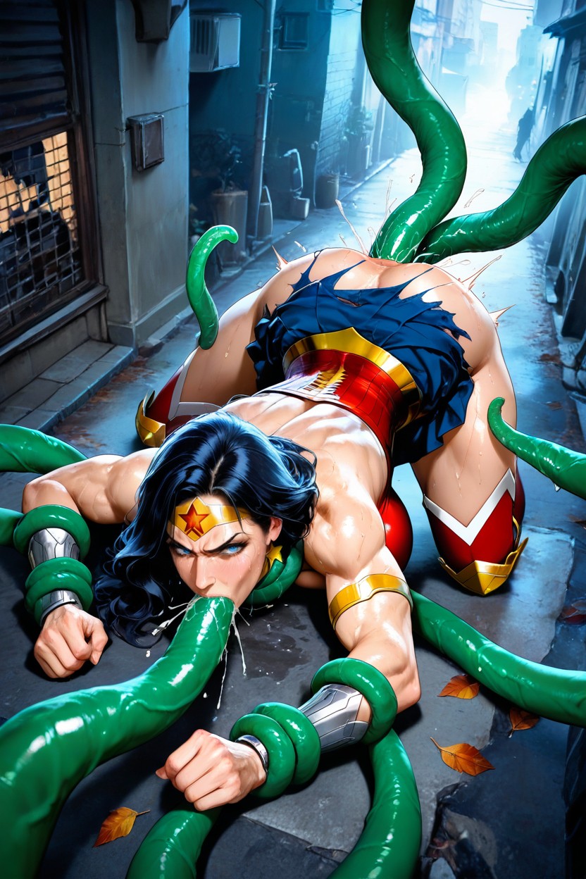 Punching, Sexy Poses, Red Leather Bodice Hentai AI Porn