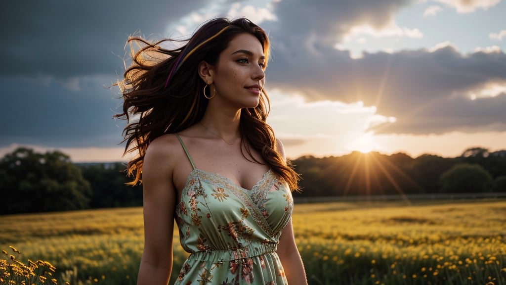 Unbuttoned Dress, Beautyful Smile, High Angle View AI Porn