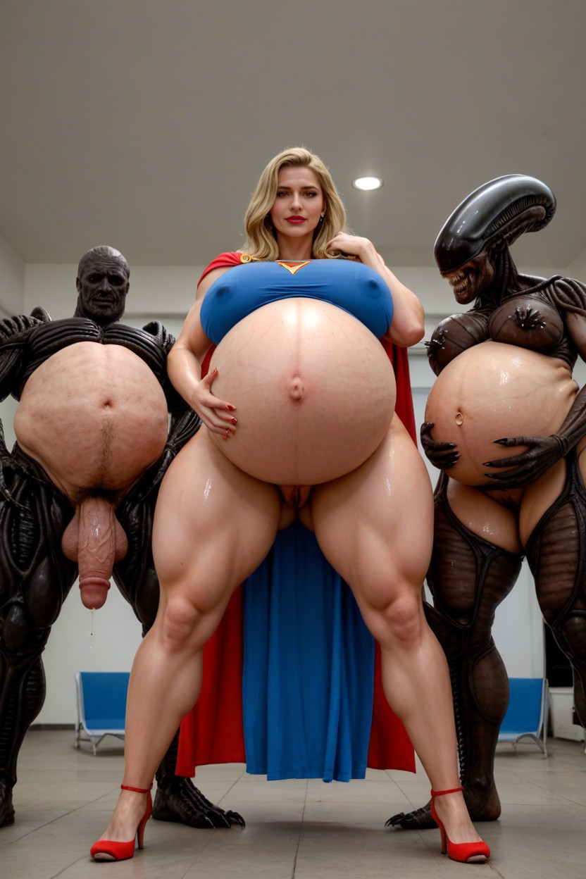 Wet Dress, Princess Pool, Hyper Bloated Pregnant Belly AI Porn