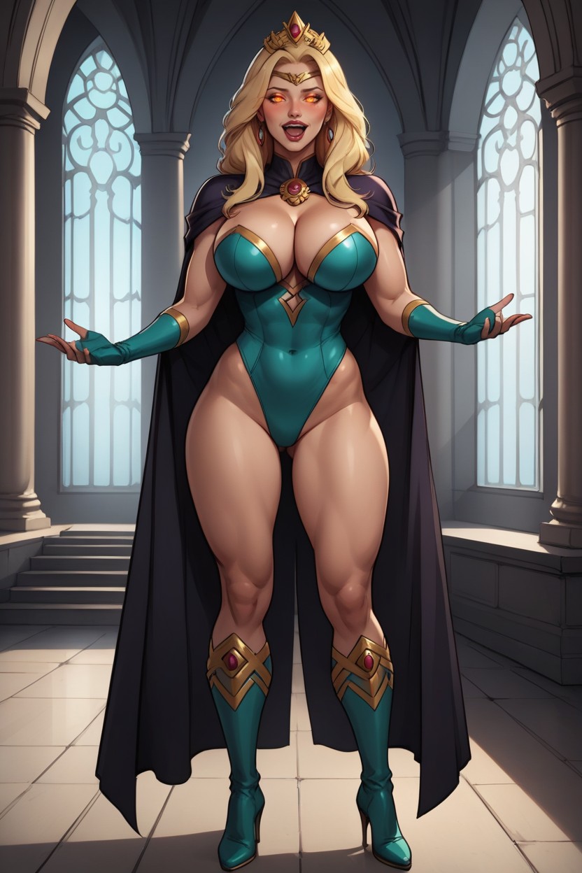Hyper Realistic, Arms Spread, Inside Supervillain's Palace MILF AI Porn