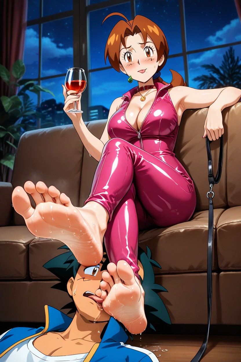 Holding A Glass Of, Perfect Toes, Holding A Leash Hentai AI Porn
